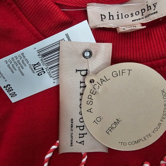 Philosophy Santa Baby Women's Red Ultra Soft Holiday Sweatshirt Size XL NWT - Picture 9 of 15